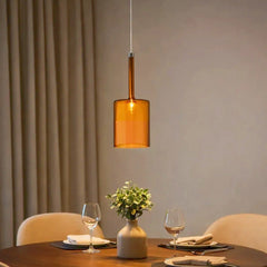 Lámpara colgante cilíndrica de vidrio moderna regulable en altura para comedor