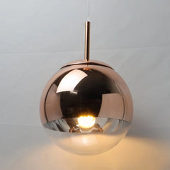Lámpara colgante con globo de vidrio electrochapado LED para comedor
