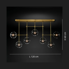 Lámpara colgante de vidrio moderna Magic Bean en dorado para comedor