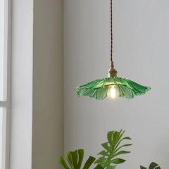 Lámpara colgante floral moderna de vidrio con LED para salón