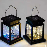 Farol solar exterior vintage portátil negro para decorar el jardín
