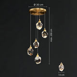 Lampara colgante para escalera de cristal con diseño diamante dorado moderno