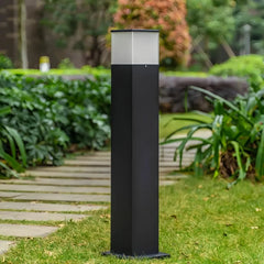 Baliza de jardín moderna de metal negra IP65 diseño rectangular