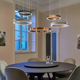 Lampara colgante circular moderna de metal con LED regulable para comedor