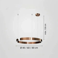 Lámpara colgante de anillo moderna con LED regulable en altura para comedor