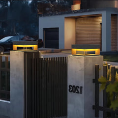 Sobremuro solar exterior rectangular LED IP65 negro para jardín