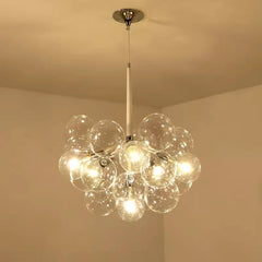 Lámpara de araña racimo moderna de vidrio regulable en altura para comedor