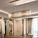 Lámpara colgante de cristal LED rectangular de lujo para comedor