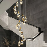 Lampara colgante para escalera de cristal con diseño diamante dorado moderno