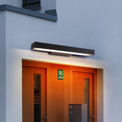 Aplique de pared exterior moderno negro rectangular con sensor de movimiento