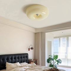 Plafón de techo de vidrio vintage LED regulable redondo para dormitorio