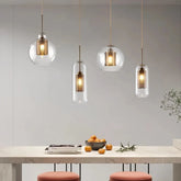 Lámpara colgante de vidrio transparente moderna de metal para comedor