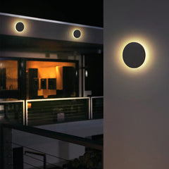 Aplique exterior redondo de estilo moderno con sensor de movimiento