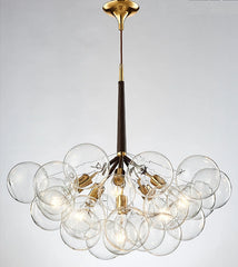 Lámpara de araña racimo moderna de vidrio regulable en altura para comedor