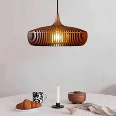 Lámpara colgante de madera estilo nórdico regulable en altura para comedor