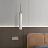 Lámpara colgante de vidrio blanco cilíndrica moderna para mesita de noche