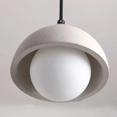 Lámpara colgante de cemento y madera Japandi LED para mesilla de noche