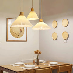 Lámpara colgante de tela blanca plisada LED nórdica para comedor