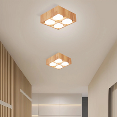 Foco de superficie para techo de madera rectangular LED para pasillo