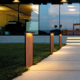 Baliza de jardín rectangular moderna LED IP65 con acabado de efecto madera