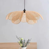 Lámpara colgante de mimbre Wabi-Sabi LED en forma de flor para comedor
