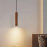 Lámpara colgante de madera nórdica cilíndrica LED para comedor