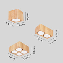Foco de superficie para techo de madera rectangular LED para pasillo