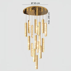 Lámpara colgante escalera larga de cristal dorado moderna led regulable