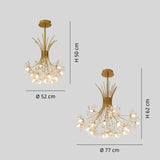 Lámpara de araña de cristal floral moderna LED regulable para comedor