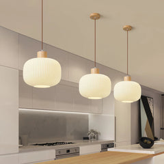 Lámpara colgante nórdica blanca LED de vidrio estilo farol para comedor