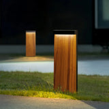 Baliza de jardín rectangular moderna LED IP65 con acabado de efecto madera