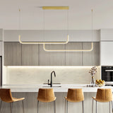 Lámpara colgante minimalista LED de diseño lineal regulable en altura para isla de cocina