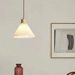 Lámpara colgante de tela blanca plisada LED nórdica para comedor