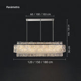 Lámpara colgante de cristal rectangular LED de lujo para comedor
