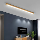 Plafón lineal de techo nórdico de madera con LED regulable para salón