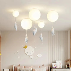 Lámpara de techo infantil oso con globo LED luz suave dormitorio