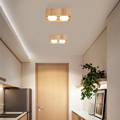 Foco de superficie para techo de madera rectangular LED para pasillo