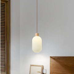 Lámpara colgante nórdica blanca LED de vidrio estilo farol para comedor