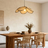 Lámparas colgantes de ratán estilo japonés LED con forma de flor para comedor