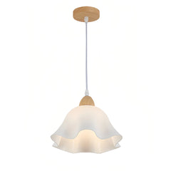 Lámpara colgante diseño floral nórdico LED regulable blanca para comedor