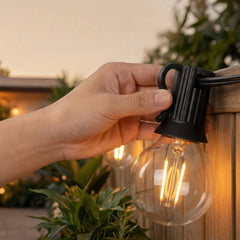 Cadena de luces solares G40 LED regulable IP45 para jardín exterior