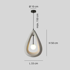 Lámpara colgante Japandi de resina con diseño de gota y luz suave para comedor