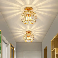 Lámpara de Techo Moderna de Cristal Tipo Jaula para Pasillo Luz Tricolor