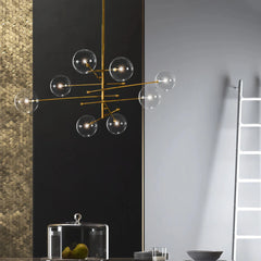 Lámpara colgante de vidrio moderna Magic Bean en dorado para comedor