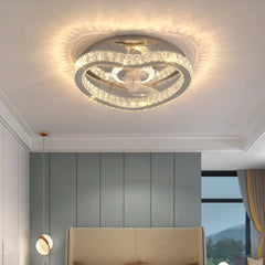Ventilador de techo de cristal con luz LED silencioso de lujo Ø50 cm para dormitorio