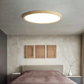Lámpara de Techo LED Redonda Ultrafina Efecto Madera para Dormitorio