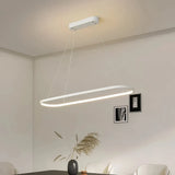 Lámpara colgante ovalada minimalista LED regulable en altura para isla de cocina