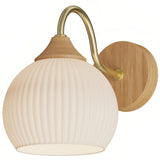 Aplique de pared nórdico LED de madera y vidrio opal para dormitorio