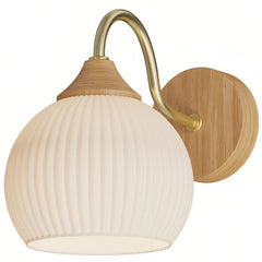 Aplique de pared nórdico LED de madera y vidrio opal para dormitorio