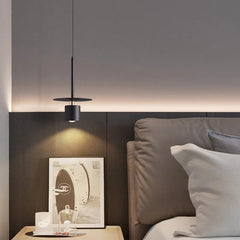 Lámpara colgante nórdica cilíndrica negra para comedor